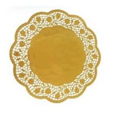 Dekorativní krajka kulatá, zlatá Ø 30 cm [4 ks]