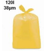 120l.38µm Pytel  (LDPE) žlutý 70 x 110 cm 52,2g/ks