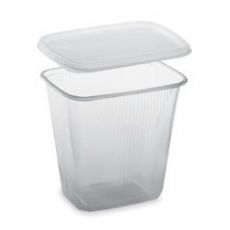 Miska  500 ml + víčko hranatá průhledná  (PP) 2 x 250 ks