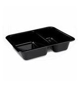 Menu mísa (PP) Foodyboxx extra-pevná 2dílná černá 227 x 178 x 49 mm