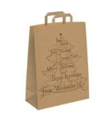 Vánoční papírová taška  260 x 100 x 330 mm, vzor stromeček