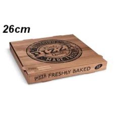 Krabice na pizzu (mikrovlnitá lepenka) kraft 26 x 26 x 4 cm [100 ks]