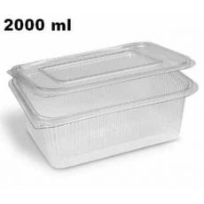 Miska 2000 ml (rPET) s víčkem hranatá průhledná  [50 ks]