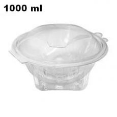 Miska 1000 ml kulatá  průhledná s víčkem  (PET) [50 ks]