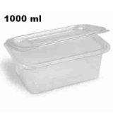 Miska 1000 ml (rPET) s víčkem hranatá průhledná  [50 ks]