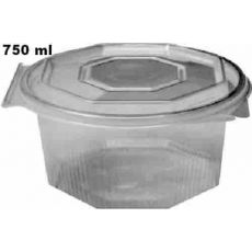 Miska  750 ml  osmiboká průhledná s víčkem 16,5x7cm(PP) [50 ks]