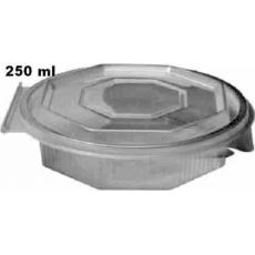 Miska  250 ml osmiboká průhledná s víčkem   14x3,8cm(PP) [50 ks]