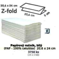 ZZ ručník  2vr 150ks. bílý 20,6 x 24 cm